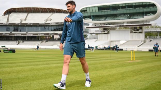 England bowler Josh Tongue during a practice session at Lord's ahead of a Test against Ireland