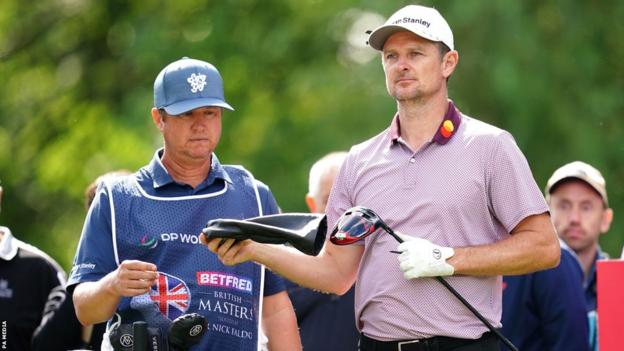England's Justin Rose prepares to tee off on day one of the British Masters in June 2023