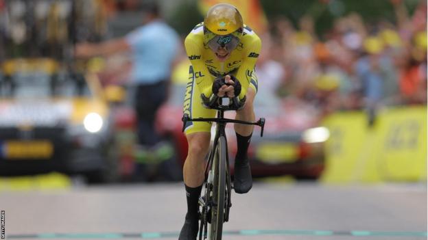 Denmark's Jonas Vingegaard finished second in the individual time trial in last year's Tour de France